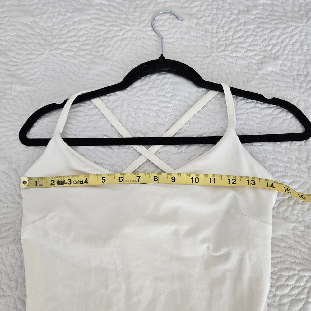 AYM Studio Bamboo Cotton Cross Back Midi Dress Off White Cream V-Neck Size M - Picture 6 of 9